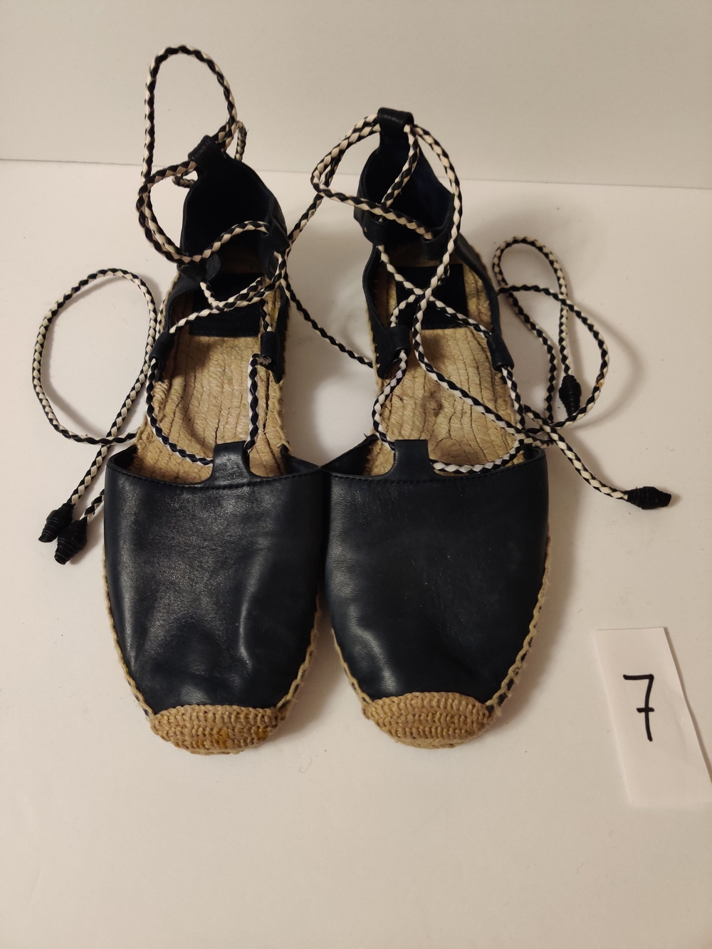Tory Burch Navy Blue Lace-Up Espadrille Flats - Women's 9